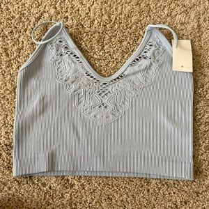 blue tank top ribbed NWT